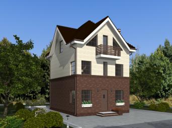 Эскизный проект двухэтажного дома с мансардой